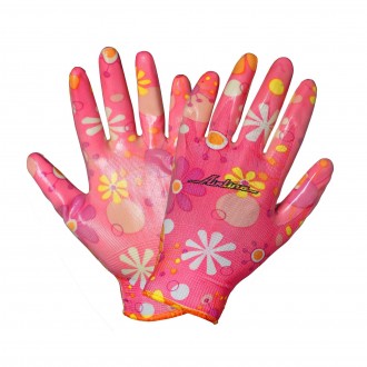 AWGNW09 Перчатки полиэфирные с цельным нитриловым покрытием ладони, женские (M), розовые