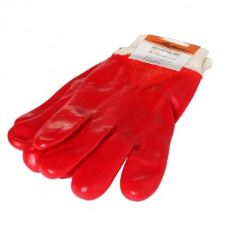 Перчатки рабочие с полным ПВХ покрытием кисти, МБС (XL), красные