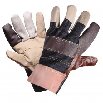 AWG-S-13_перчатки! кожаные, комбинированные, защитные от механических повреждени